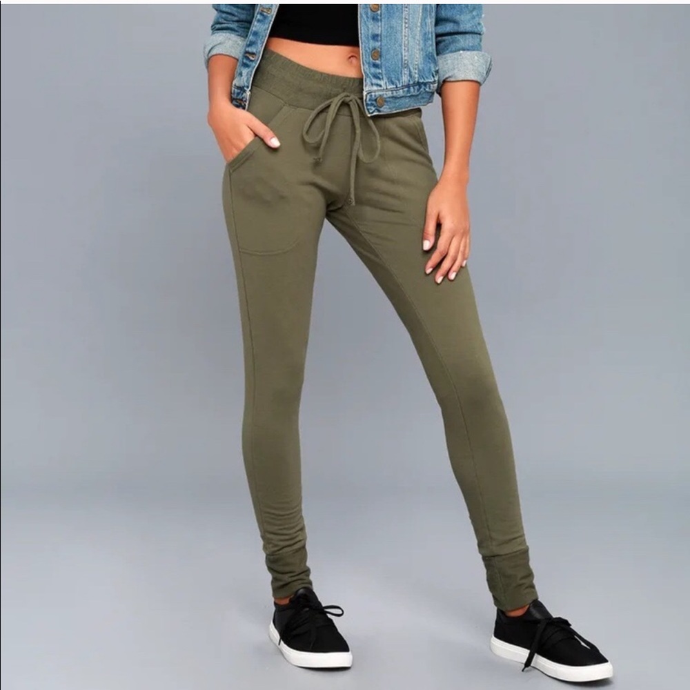Free People Sunny Olive Skinny Jogger Sweatpants